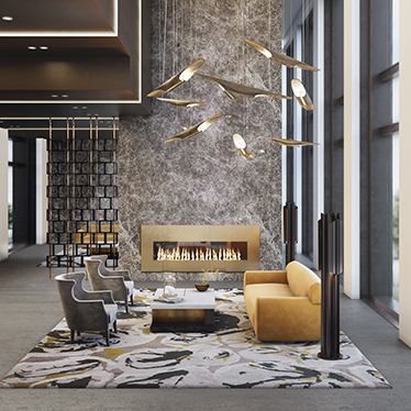 DUKONO II ARMCHAIR, OTTER SOFA, VELLUM SUSPENSION LIGHT
